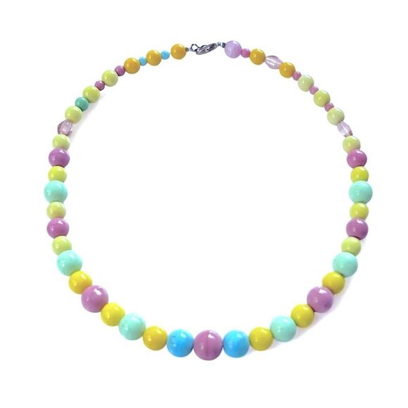 Vintage Pastel Ceramic Candy Beaded Necklace - Picture 1 of 3
